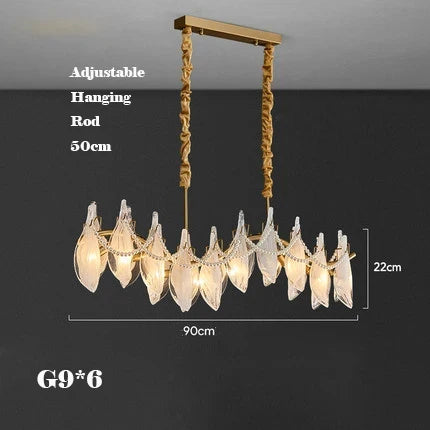 Creative chandelier in frosted glass with modern hanging beads - Warm Light / L90cm B