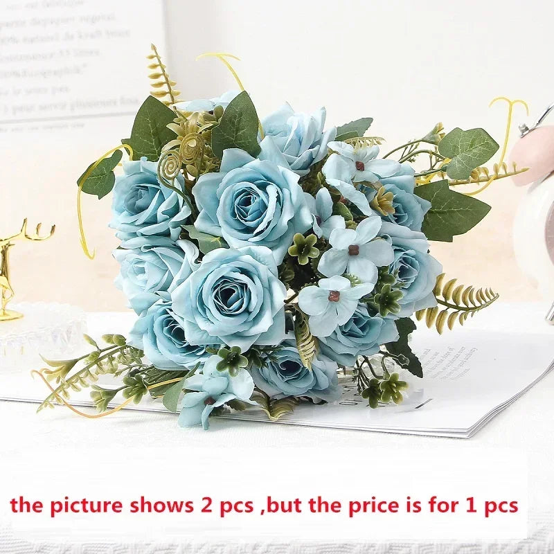 Bouquet of artificial rose wines for decoration and party gift - Blue