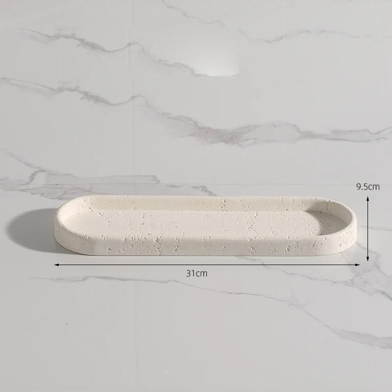 Wabi-Sabi-Electric Toothbrush Holder Set, Bathroom Toothbrush Cup, Vanity Desktop Storage Tray, Home Decoration - Oval Tray - Big