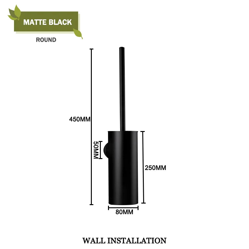 Durable and elegant bathroom brush holder set for bathroom - High Black Wall R