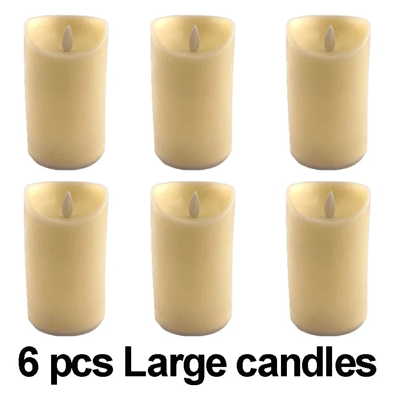 Decorative led candle for wedding and birthday - 6 pcs Large candle / Ivory