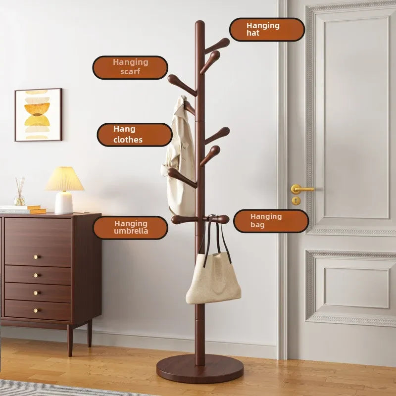 Solid Wood Clothes Hanger, Floor Standing Rack, Household Clothes Rack, Vertical Clothes Pole, Bedroom Rack Coat Rack Stand - view 4