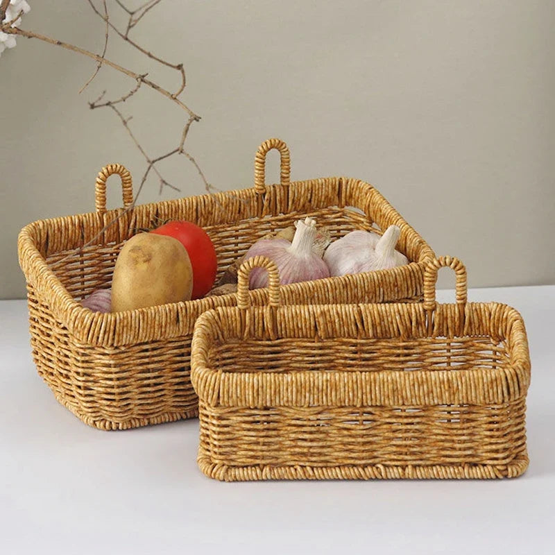 Wicker basket wall storage organizer woven for vegetables - view 4