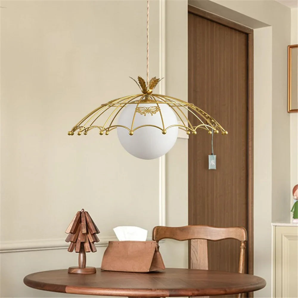 LED pendant in glass with golden hat Nordic style for decoration - view 3