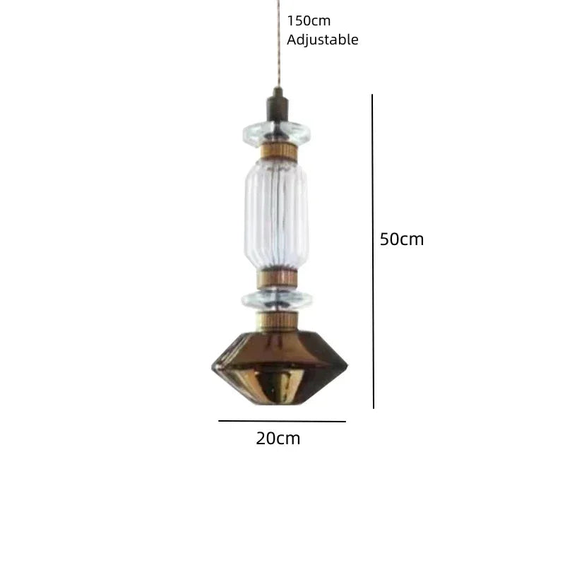 Modern crystal chandelier with led lighting for interior decoration - G-50x20cm-A / Warm Light