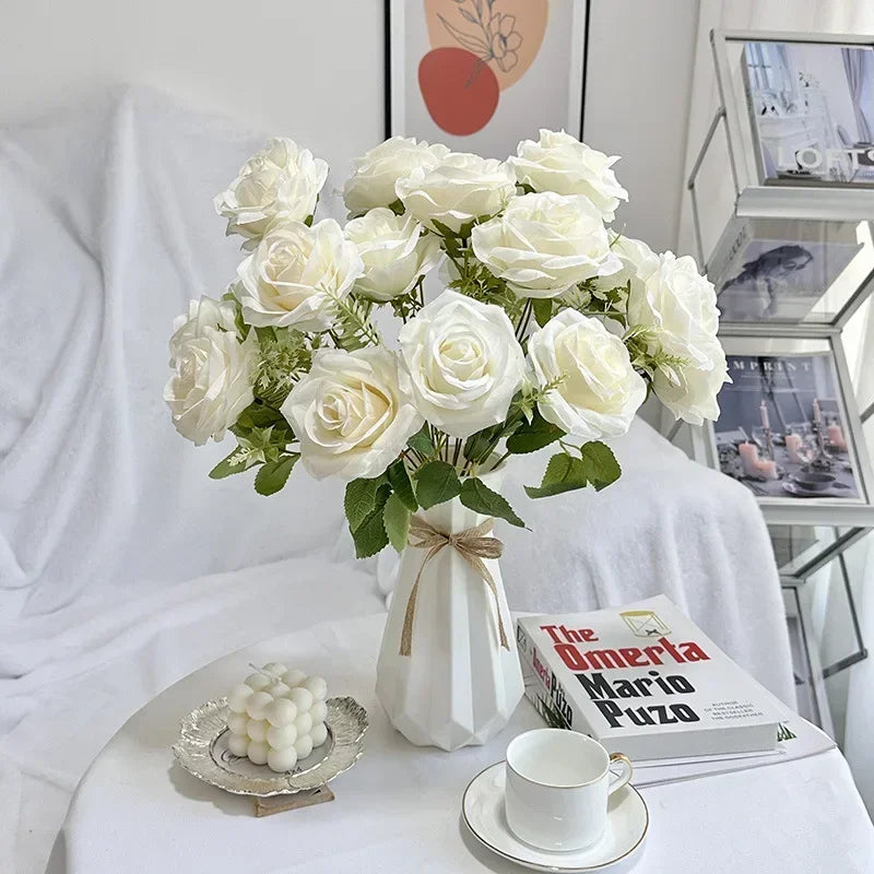 Bouquet of artificial silk rose wines for wedding decoration - view 2