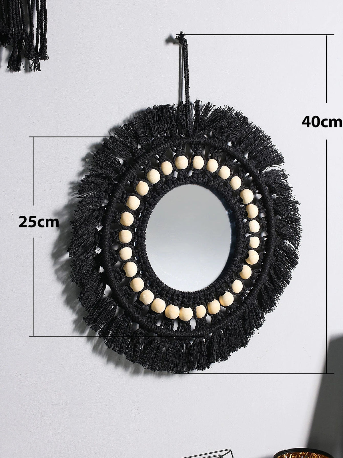 Boho decorative mirror in macrame for handcrafted wall decoration - KK053-M01030