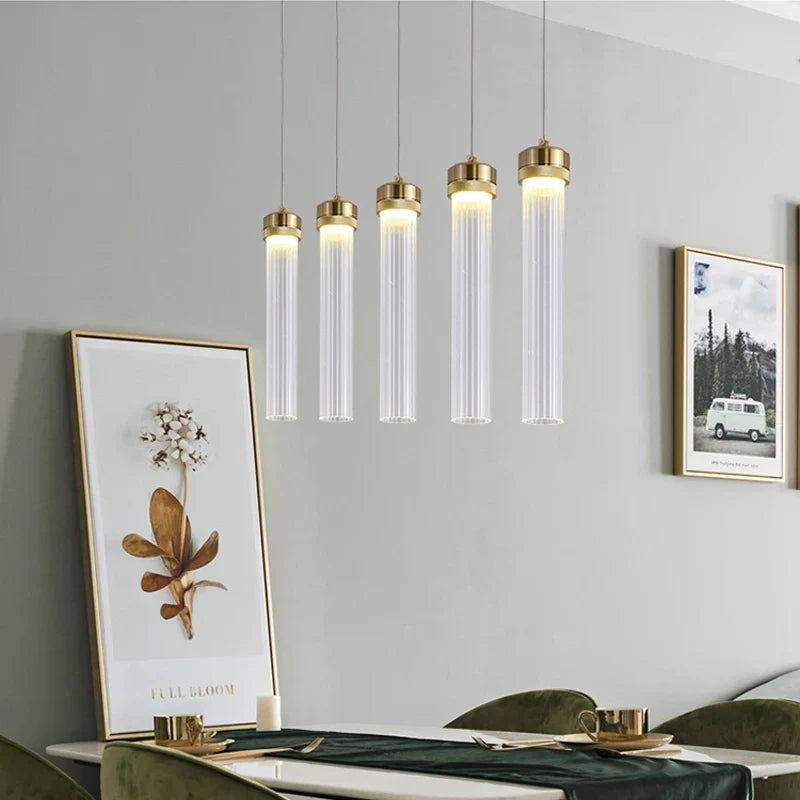 Nordic minimalist striped glass chandelier for interior decoration