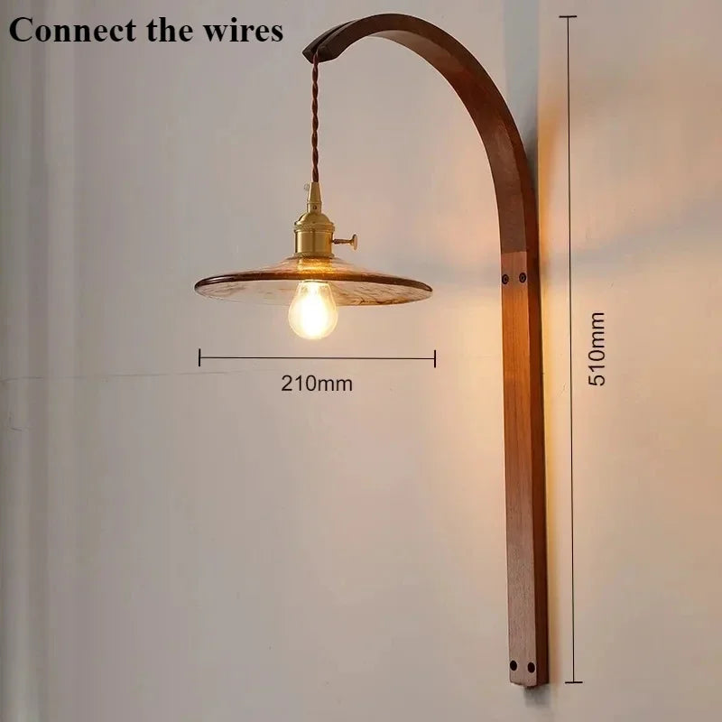 Modern walnut wood lamp with decorative led light - Connexion A / Neutral Light 4500K