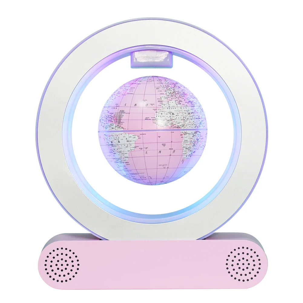 Magnetic Levitation Base Build-In Bluetooth & LED Light 4in Globe Desk Lamp Night Light for Room, Home, Office Desk Toys decor