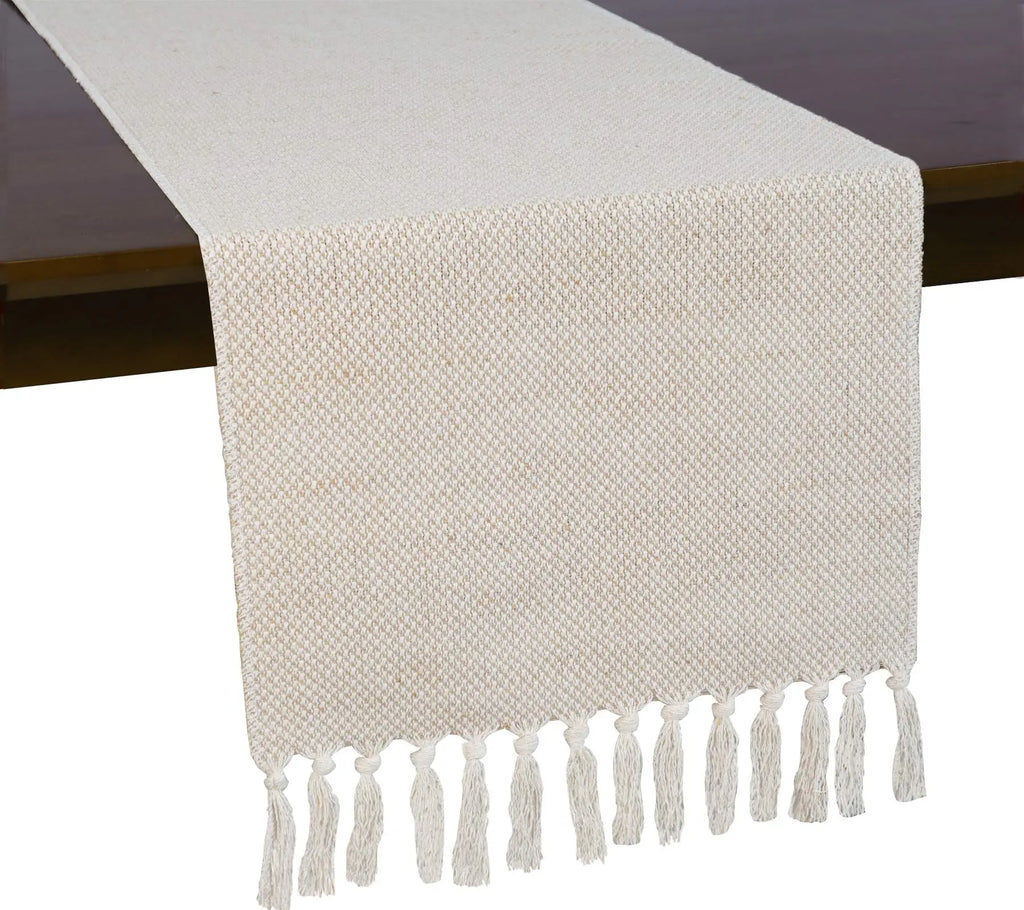 Embroidered Beige Linen Table Runner for Dining Room Decor - view 2