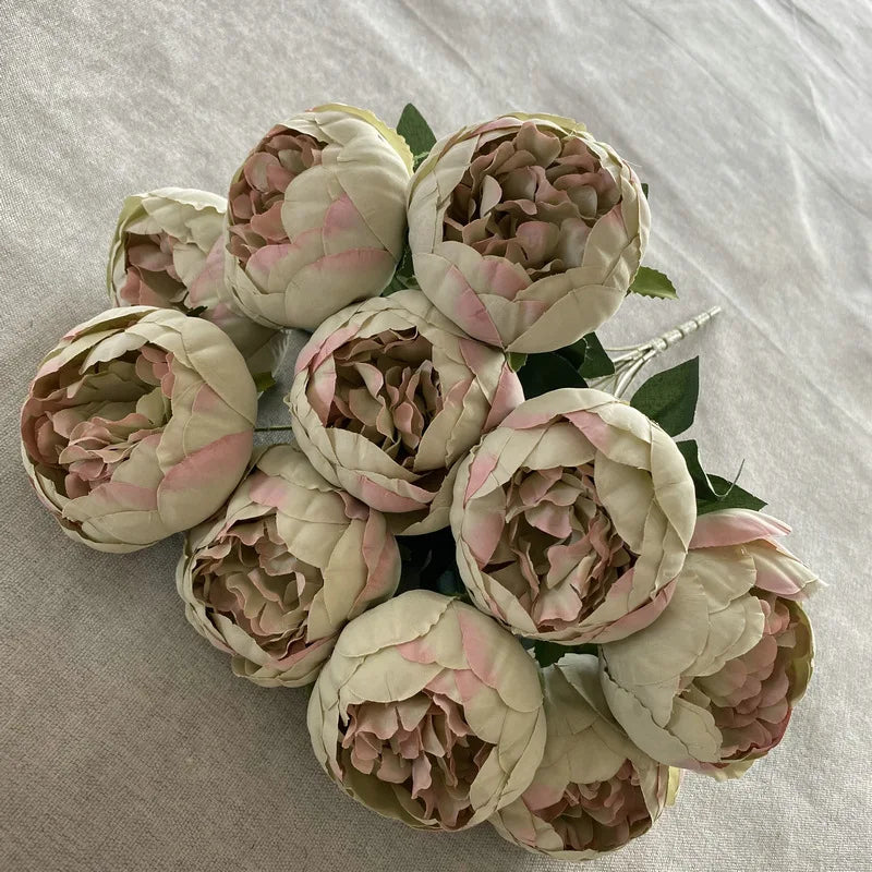 Timeless Artificial Peony Bouquet for Weddings - Green Coffee