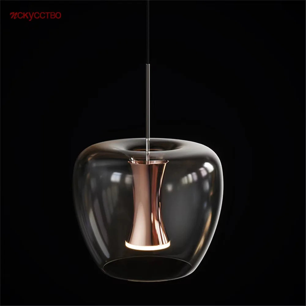 Transparent glass led pendant light in modern design for interior decoration