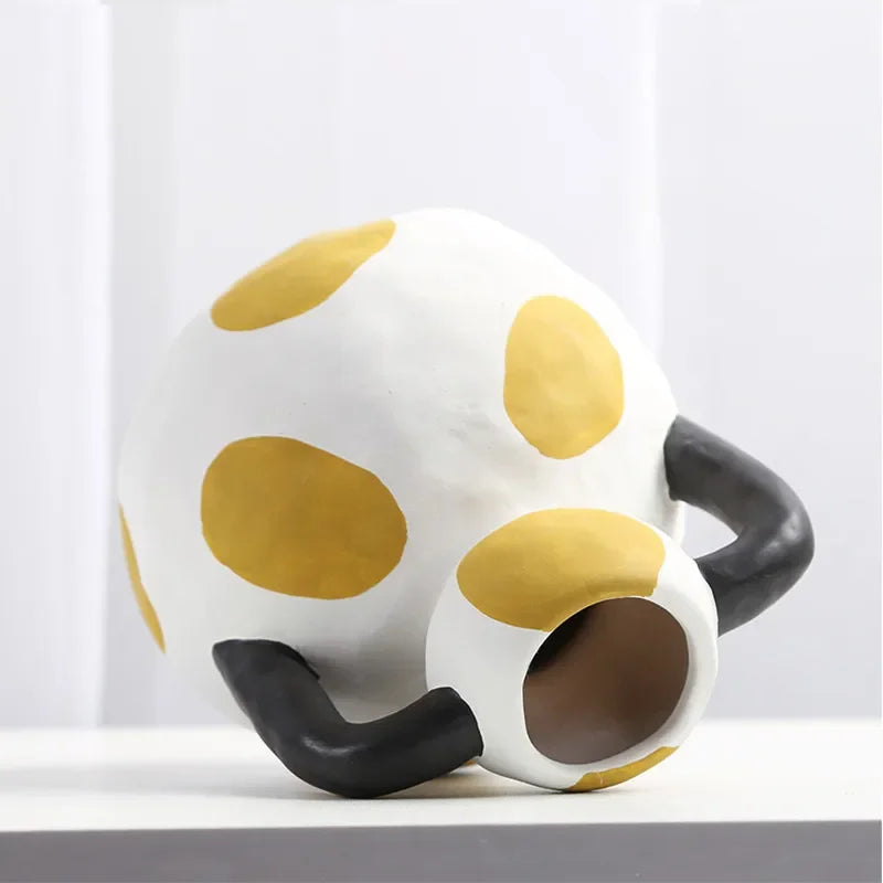 Hand-painted Milk Pot Ceramic Vase, Living Room, Porch, Desktop, Flower Arrangement Container, Homestay Decoration Handicraft - view 5