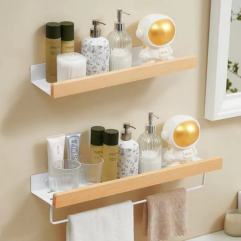 Waterproof beech shelf for kitchen and bathroom storage - view 2