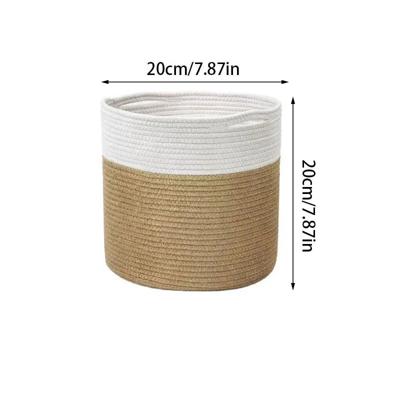 Woven cotton baskets for home storage and decoration - D