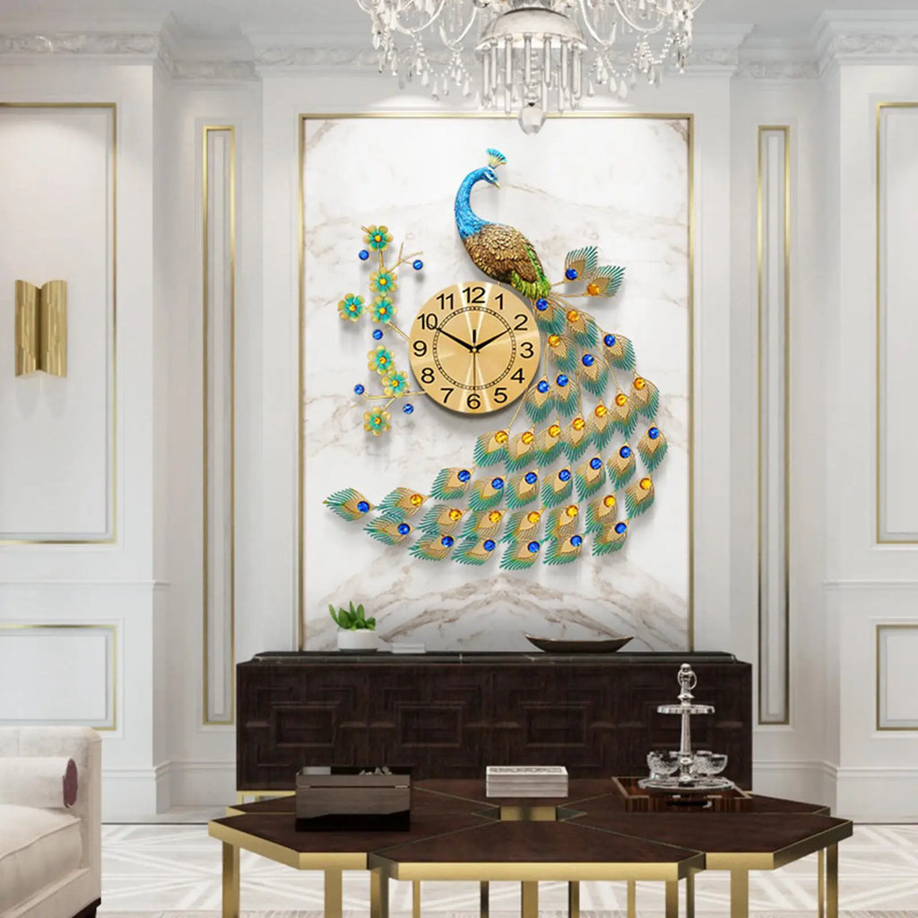 Modern wall clock in peacock shape for interior decoration - view 4