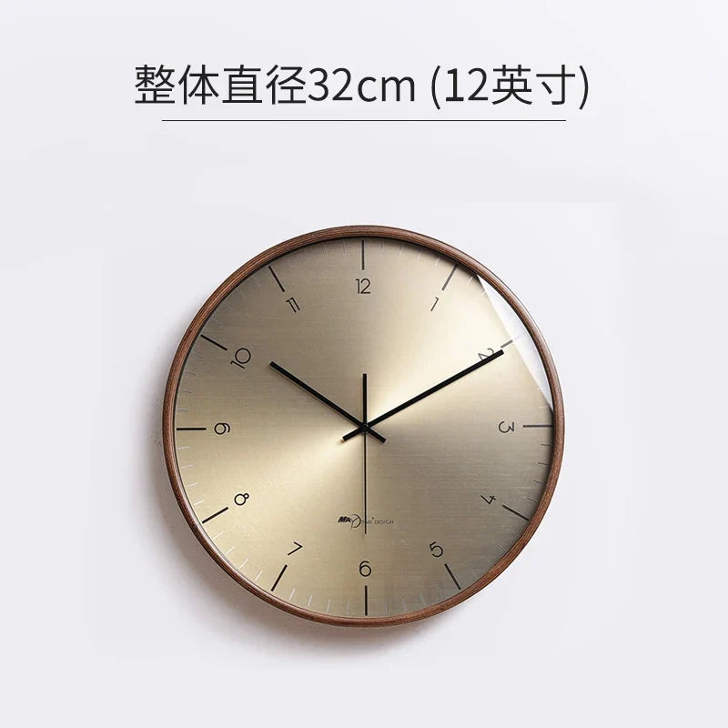 Modern wall clock in solid wood for interior decoration - 32 cm