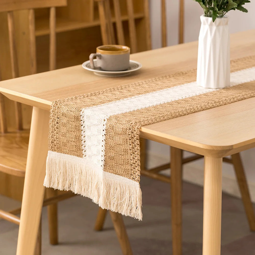 Linen-like table runner design decorative tiles - 30x120cm
