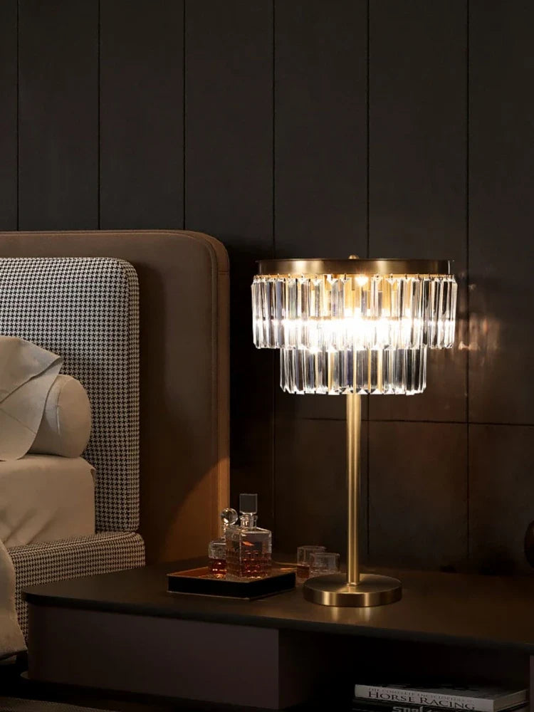 Modern design copper crystal desk lamp luxury - view 3