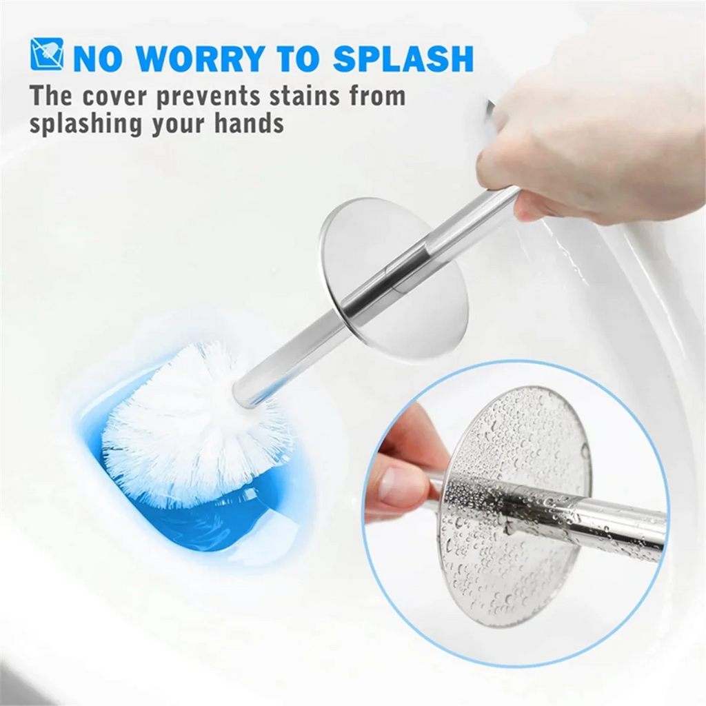 Toilet Brush and Holder, 2 Pack Toilet Brush with 304 Stainless Steel Long Handle, Toilet Bowl Brush White - view 4