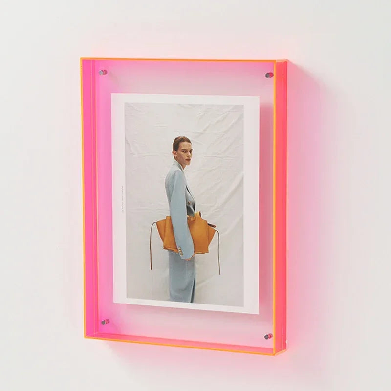 Acrylic photo frame ins decoration wall table transparent - Pink / 21x30cm