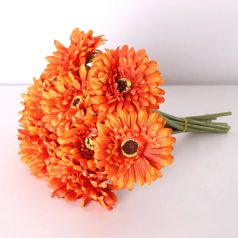 Lot of artificial flower heads gerbera for interior and exterior decoration