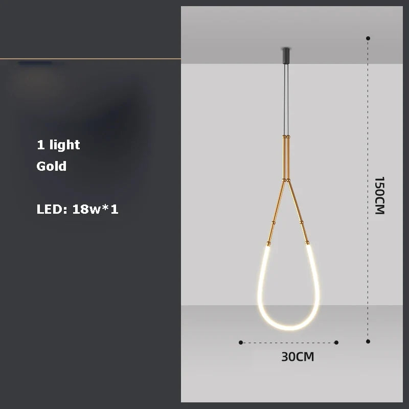 Chandelier in art decorative design suspended in led - 1 light Gold A / White light