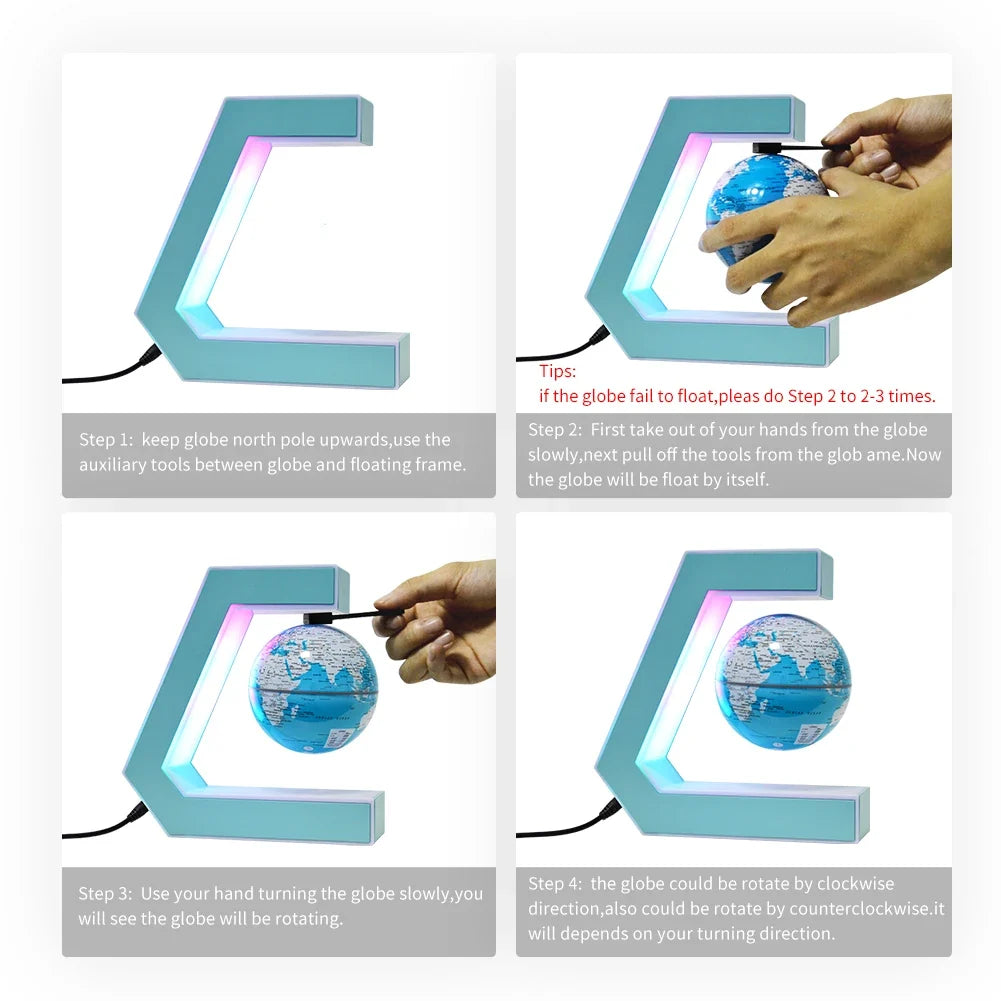 Magnetic Levitating Globe Frame with LED Light Cool Tech decor Birthday Christmas Gift for Men Boys Boyfriend,Office Desk Gadget - view 5