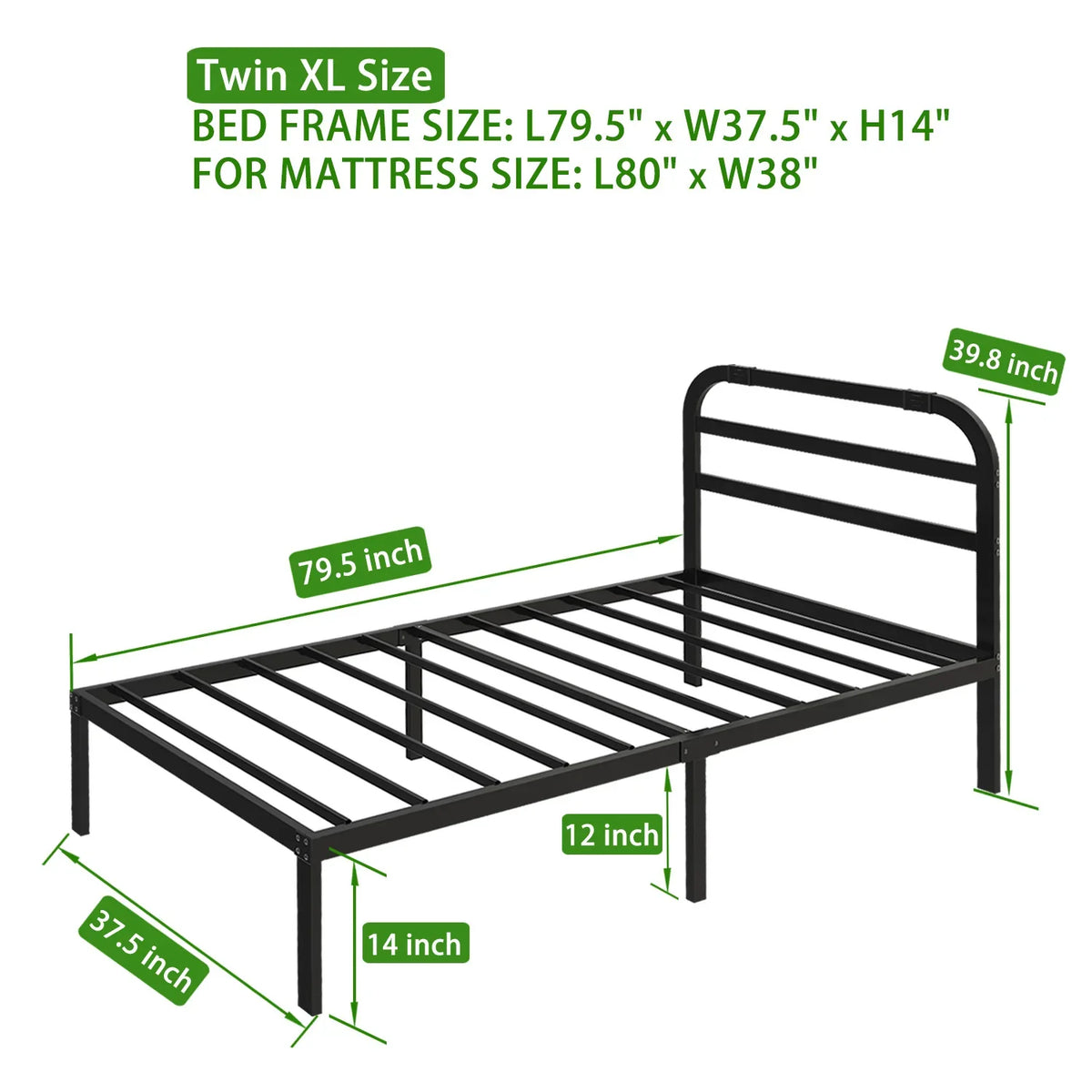 DDPNKL Heavy Duty Metal Bed Frame with Headboard, 3500 lbs Max Weight Capacity Metal Platform, Easy Assembly Mattress Foundation - Twin XL