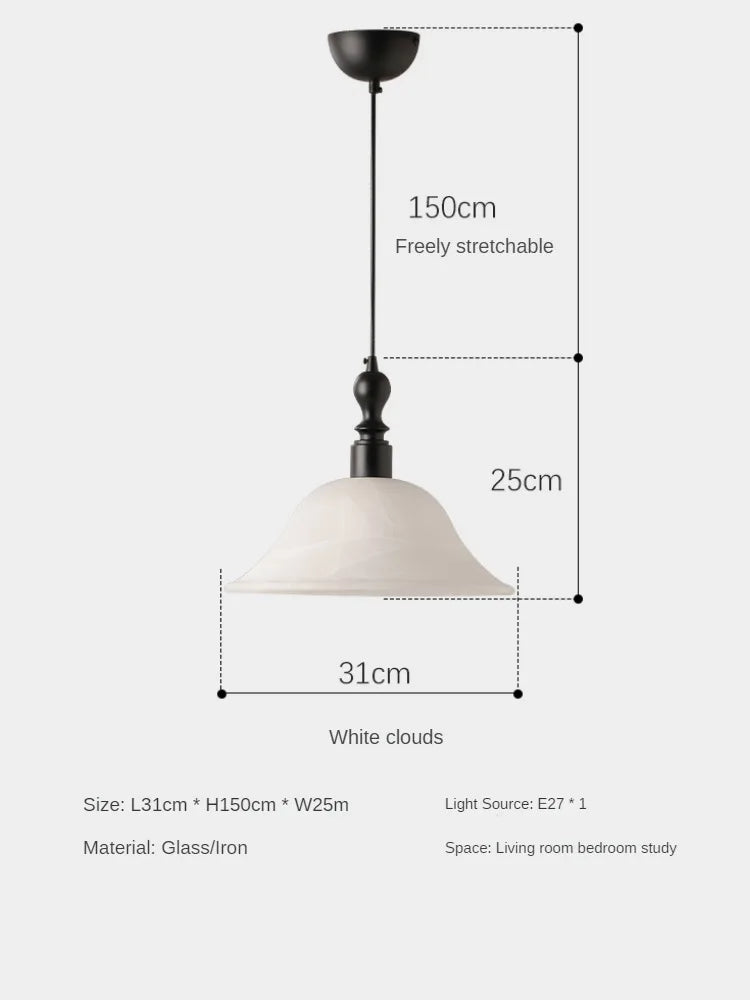 Japanese retro style solid wood pendant light for interior decoration - White / Cool White