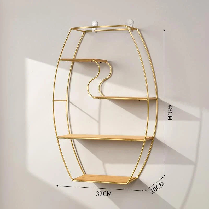 Creative wall shelf in iron for hanging cosmetic storage - Gold Ellipse