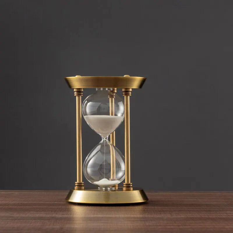 Retro metal and brass hourglass for decoration and timer - Bronze / 30 min