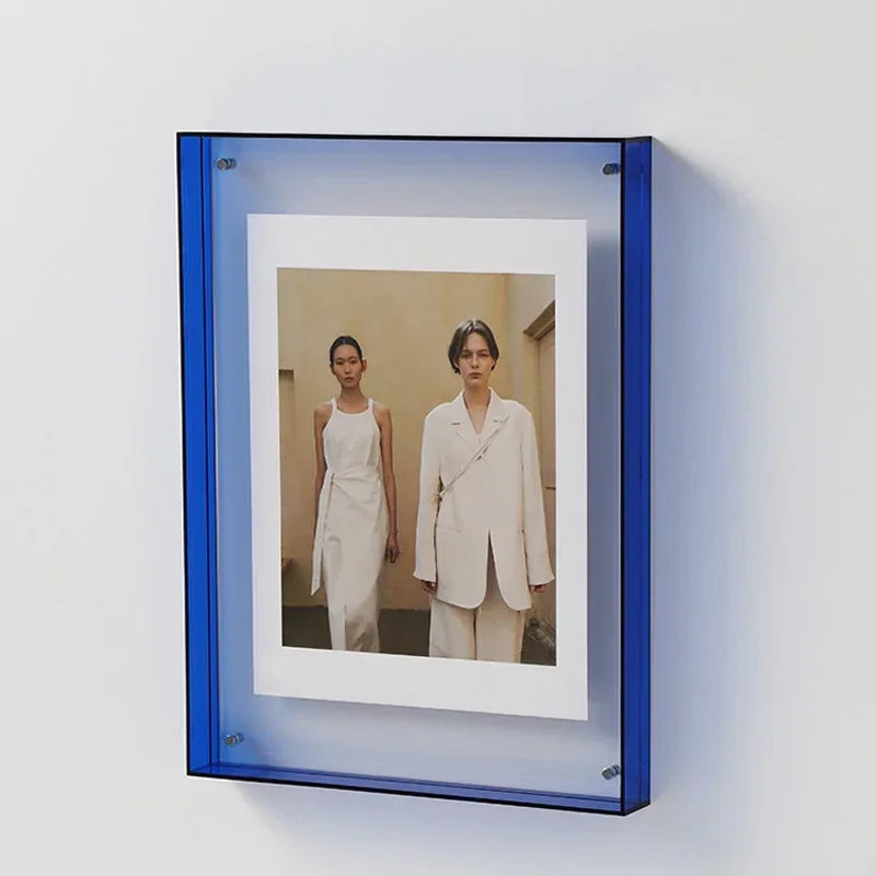 Acrylic photo frame ins decoration wall table transparent - Blue / 15x19cm