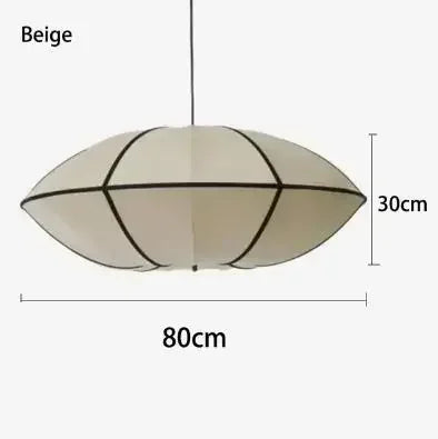 Nordic fabric laten silk Zen during light, living room interior decoration, Japanese beige lantern during light - A Beige 80cm / white light
