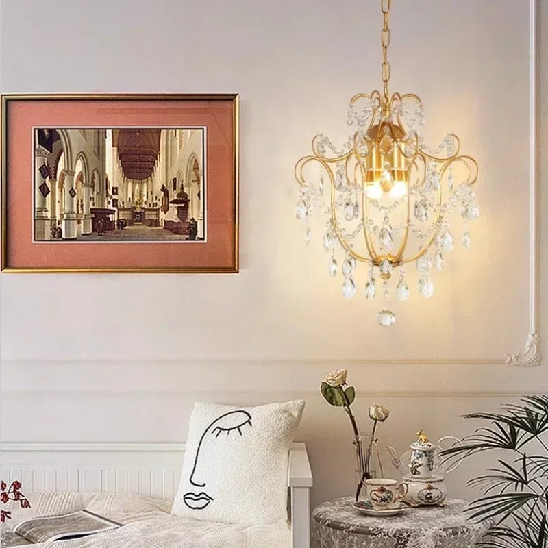 Retro led chandelier in crystal for elegant interior decoration - view 3