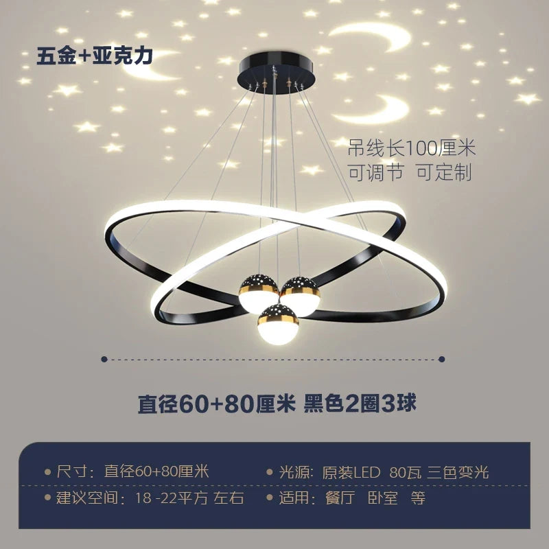 Star LED pendant light for interior decorative lighting - 60,80 cm / Golden Lamp Body / Gradation à distance