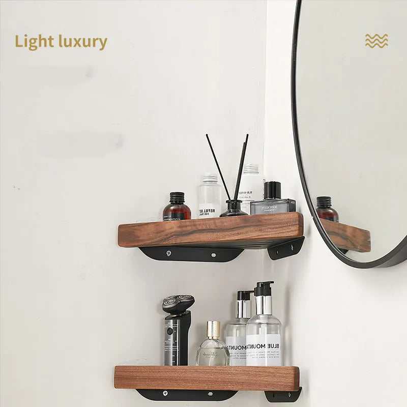 Wall Mount Floating Shelves, Wood and Aluminium, Storage Rack, Home decor, Living Room, Bedroom, Bathroom, Kitch - view 3