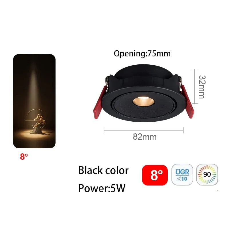 Ultra fine led spot with beam angle for interior lighting - BK 5W 8 degrees / 3000K