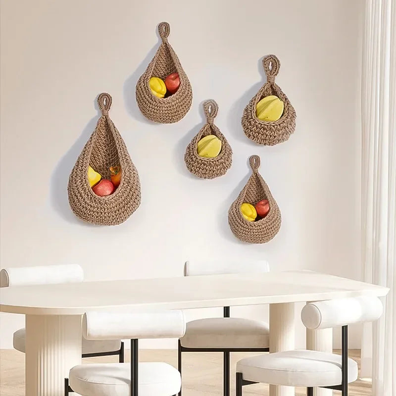 Hand woven wall basket for decorative fruits and vegetables - view 3