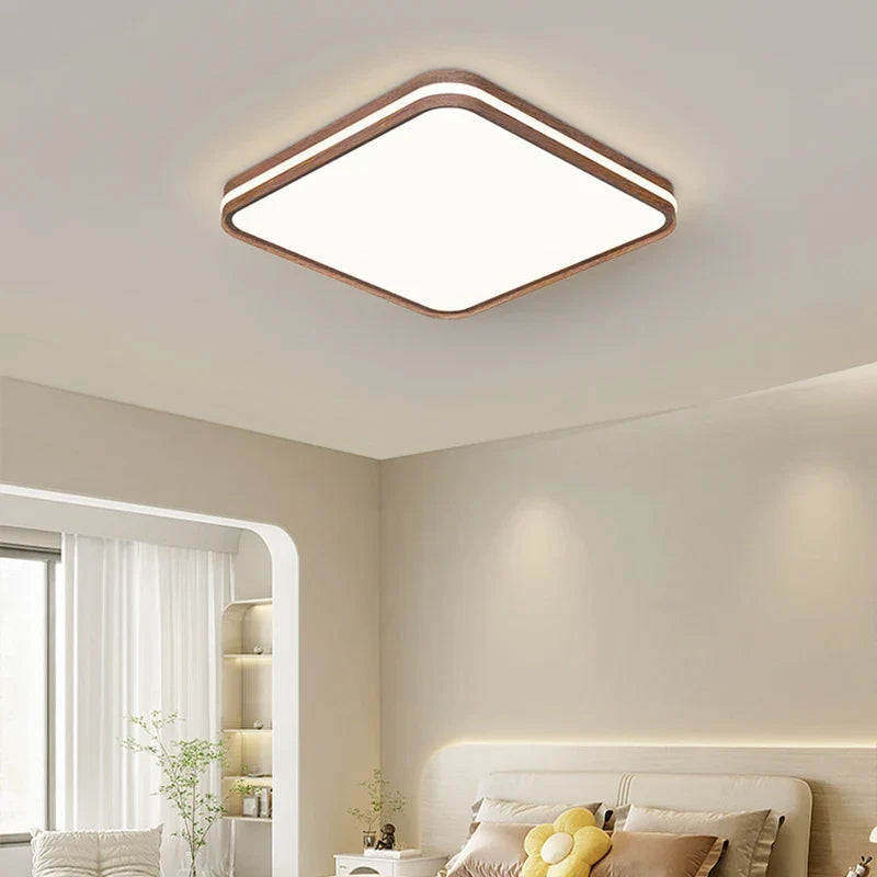 Minimalist Nordic ceiling in logs with modern led lighting - view 3