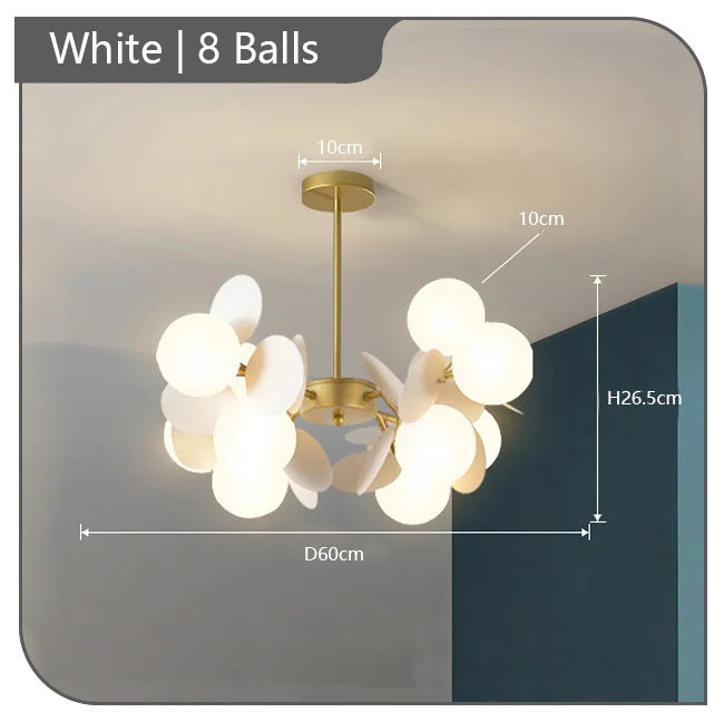 Child chandelier flowers multicolored decorative pendant light - Boules blanches 8 / Cool White 6000K