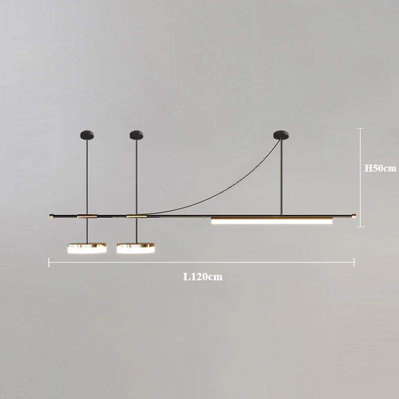 Modern Nordic minimalist design chandelier for interior decoration - A-120cm Gold Black / Neutral Light
