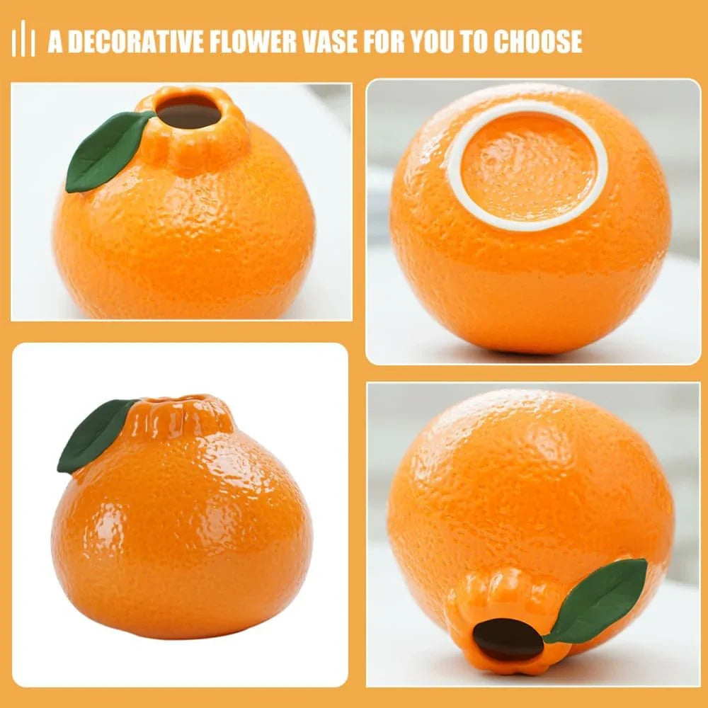 Ceramic Vase, Orange Vase for Home decor,Decorative Vase Fruit Shape Vase Tabletop Decorative Vase Table Centerpieces Decoratio - view 2