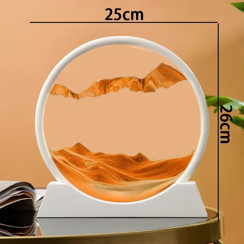 Glass hourglass 3d sand landscape in motion artistic decoration - F-Orange (12 inches)