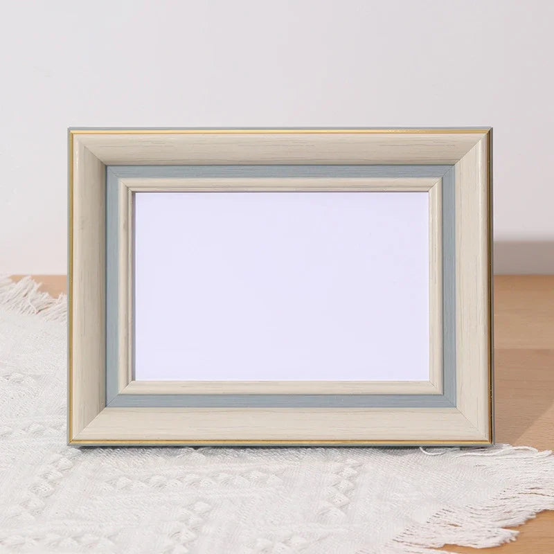 Gray and Blue Wood Picture Frame for Family Portraits - Blue and White / 6 inches - 10.1 x 15.2 cm