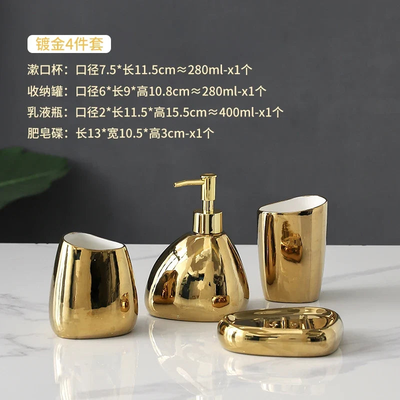 Ceramic bathroom accessories for interior decoration - 4-Piece Gold Set