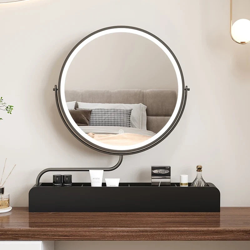 Decorative mirror with wooden retro led for make-up - view 4