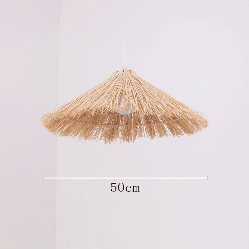 Chinese rattan during light, hand five straw hat lampshade during light, living room decoration, indoor lighting fixtures - C / Neutral light