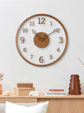 Transparent minimalist wall clock, tree leaf pointer, wood grain wall clock, silent living room, bedroom, office, and holiday de - 12 inch
